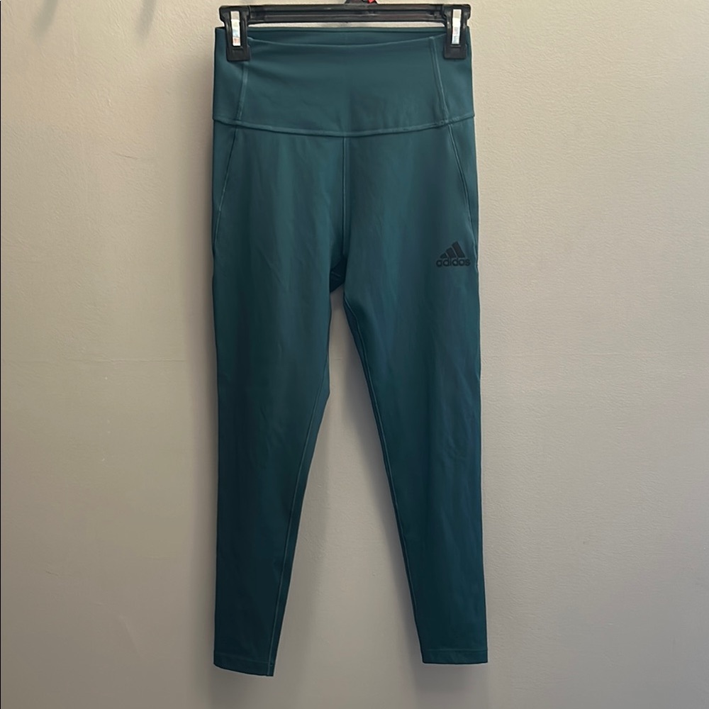 Adidas High-Waisted Workout Leggings in Wild Teal